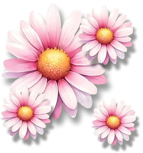 Confezione da 9 adesivi in vinile rosa chiaro, motivo margherite, multiuso, ideali per bidoni, auto, laptop, bici, pareti, camper, ecc. Resistente alle intemperie e vibrante (L-margherita rosa)
