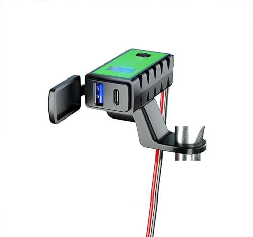 Motorcycle Handlebar Charger for Yamaha Alba 110 2011, Motorbike Phone Charger With Dual Port USB and Type C, Waterproof Dustproof Motorcycle USB Charger