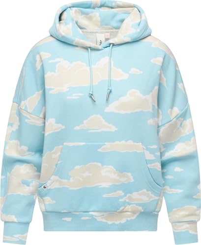 Ragwear Damen Hoodie gemütlicher Pullover mit Verstellbarer Kapuze Pirita Print Cloud Gr. XL