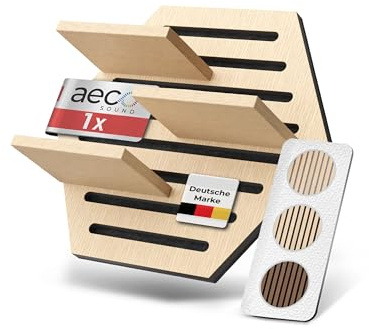 Aeco Sound® Akustikpaneele Holz Wandregal aus Echtholz Eiche & Akustikfilz (Eiche hell & Akustikfilz Schwarz (Hex.), 1 Stück)