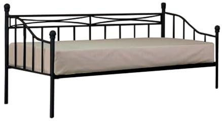 Comfy Living 2ft6 Small Single Metal Black Daybed With Trundle Option (2ft6 Day Bed Only)