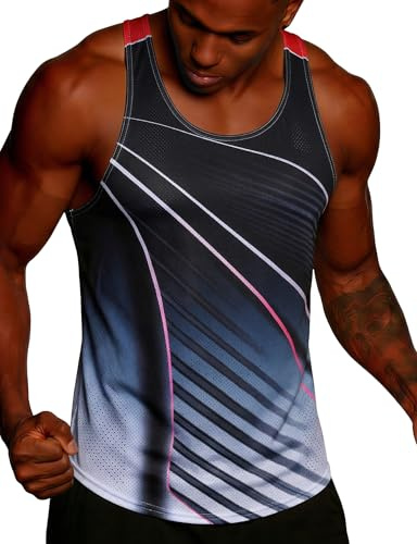 frueo 1 Pack Gym Vest Men Quick Dry Y-Back Muscle Tank Top T5110 BG M