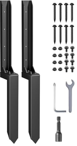 IJSDNVJNDX Ground Spike Heavy Duty Steel Fence Post Anchor, Fence Post Repair Kit Quick Fix Broken/Leaning Wood Posts(2-Pack)