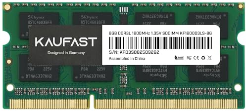 KAUFAST 8GB DDR3L 1600MHz SO-DIMM Laptop RAM 1.35V CL11 2Rx8 PC3L-12800S Dual Rank 204-Pin Notizbuch Arbeitsspeicher Speicher für Laptop KF1600D3LS-8G