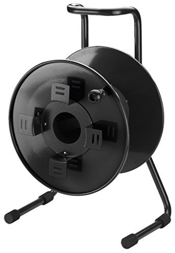 MONACOR MCR-6 professionelle Leer-Trommel in einer robusten, bühnentauglichen Ausführung für Kabel bis 100 m, leere Kabel-Trommel aus Metall mit Stahlrohrgestell, in Schwarz, 25.1910