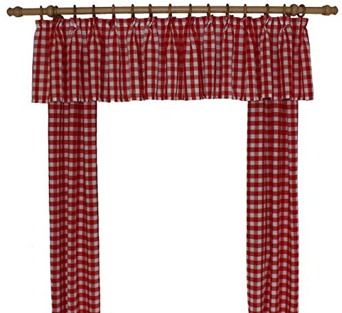Wirth Landhaus Vorhänge Design Finja, kariert, Kräuselband, 2-er Pack, 125/115 cm, rot