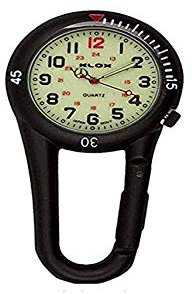 Klox schwarz anklippbarer Karabiner metall Fob Uhr leuchtende Waehltastatur Sanitaeter Arzt Krankenschwester Unisex Maenner Frauen