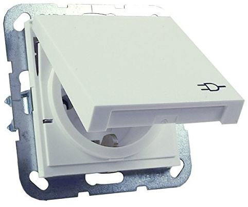 Gira 045403 Steckdoseneinsatz System 55 mit Deckel - reinweiß glänzend