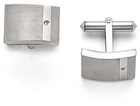 Manschettenknöpfe Titan gravierbar gebürstet und poliert klar CZ Zirkonia simuliert Diamant Manschettenknöpfe Schmuck Geschenke für Männer