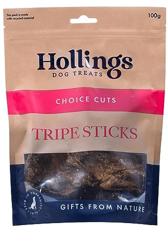 Hollings Tripe Sticks Dog Treats, 100% Natural Air Dried Chews for Adult Dogs, Grain Free & High in Protein (100g)