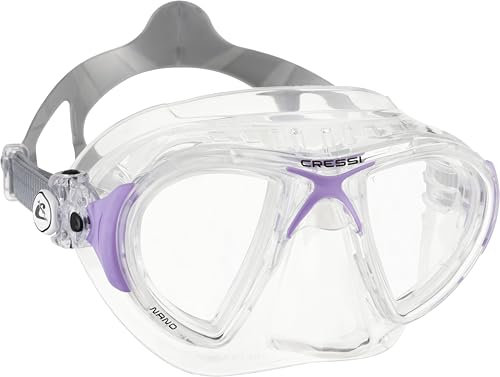 Cressi Nano, Maschera Subacquea Professionale Donna, Trasparente Crystal/Lilla