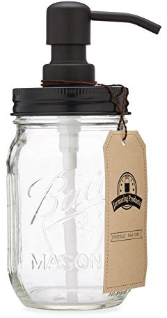 Jarmazing Products Mason Jar Soap Dispenser - Black - With 16 Ounce (473 mL) Ball Mason Jar