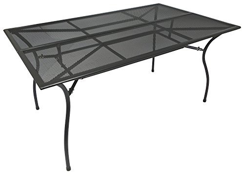 Gartentisch 150x90x73cm dunkelgrau beschichtet aus Stahl Streckmetall