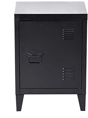 Furniture-R France Nachttisch aus für Schlafzimmer, Niedriger Stahlschrank Beistelltisch für Wohnzimmer, Aktenschrank für Home, Büro, 40 x 30 x 57 cm, Schwarz