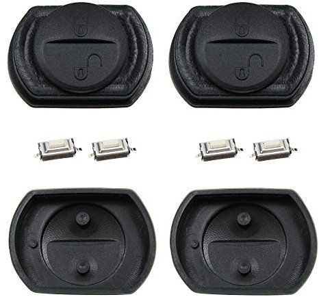 2X Auto Schlüssel Funk Fernbedienung Tastenfeld Gummi + 4X Druckentasten/Mikrotaster kompatibel für Smart Forfour 454 Mitsubishi Carisma Colt Space Star