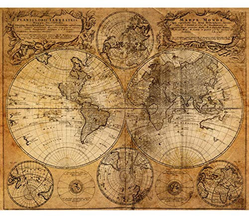 Meishe Art Kunstdrucke Poster Weltkarte Karte der Welt Plakatdurck Jahrgang Historisch Antike Globus Weltweit Atlas Büro Startseite Plakate Drucken Wand Dekor