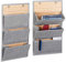 Relaxdays 2 x Wandorganizer Bambus, 3 Jutemuster Fächer, HBT 58x34x15 cm, Zeitungshalter Büro und Flur, Hängeaufbewahrung, grau
