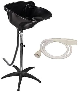 Lavatesta Portatile Professionale Bacinella Inclinabile E Regolabile Lava Capelli (nero con doccetta)