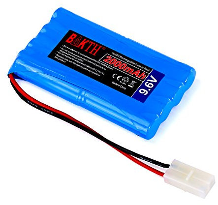 BAKTH 2000 mAh 9.6 V NiMH RC Battery Racing Pack for Model Making Cars, Planes, Robots (Toy), High Performance RC Battery Pack + Coaster as a Gift
