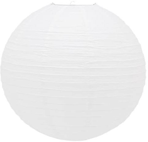 50cm Round White Paper Light Shade Lantern | Classic Bamboo Style Ribbed Paper Lampshade | Large Circle Ceiling Lightshade