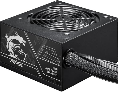 MSI MAG A750BN PCIE5 II Power Supply Unit, 750W, 80 PLUS Bronze, ATX 3.1, PCIe 5.1 GPU Support, Native 12V-2x6, Dual-color 12V-2x6 connector, ATX PSU, Black Flat Cables