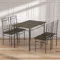 FURNITABLE Esstisch-Set für 4 5-teilig Esstisch Essgruppe mit 4 Stühlen Sitzgruppe Metallgestell, Industrie-Design, für Esszimmer, Wohnzimmer, Dunkle Holzfarbe
