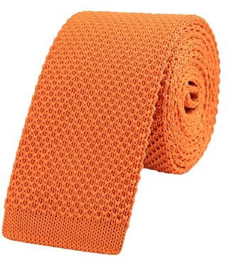 WANYING Herren 5.7cm 2.25 Schmale Krawatte Strickkrawatte Gestrickte Narrow Krawatte Knit Tie Retro Vintage Casual Büro Basic - Einfarbig Orange