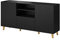 BIM Furniture Kommode Pafos 150 cm mit gefräster Front MDF Sideboard Highboard Schrank offene Regale Büfett (Schwarz)