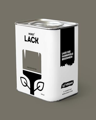 Horst Lack Grüner Pfeffer matt 0,75L - Wetterfester Möbel-Lack für Holz, Metall & Kunststoff - Hohe Deckkraft - Geruchsneutral- Spritz- & Tropffrei - Vegan - Grün
