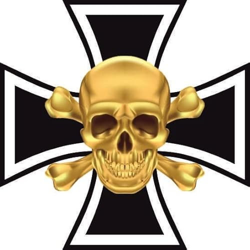 U24 Aufkleber Eisernes Kreuz mit Totenkopf Gold 9 x 9 cm Autoaufkleber Sticker Konturschnitt