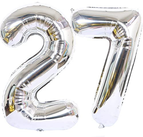 Helium Luftballons 27 Silber Geburtstagsdeko 40 27 Geburtstag Party Deko Supplies,ballon 27 geburtstag,27 luftballon Silber,folienballon 27 geburtstag mann frau ballon 27 geburtstag deko Silber