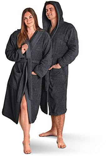 Merana Rome Bademantel Unisex | kuschelweicher und saugstarker Bademantel für Herren und Damen mit großer Kapuze | Frottier Luxus Qualität | 100% Baumwolle | Oeko-TEX | Premium Hotelqualität 450 GSM