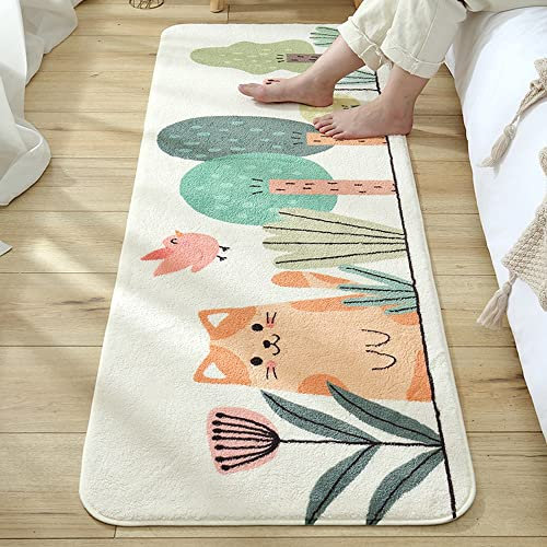 MOSHOINOT Bettvorleger Kinderzimmer Waschbar Läufer Teppich Rechteck Runner Modern Kinderteppich Waschbare für Babyzimmer Kleinkinderzimmer Schlafzimmer Kinderteppiche Teppiche Flauschige 40 x 120 cm
