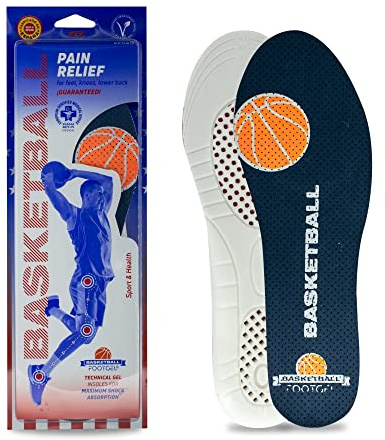 Footgel - Basketball Einlegesohlen | Gel Einlegesohlen Herren/Damen Atmungsaktiv, Komfortabel | Stabilisierend, Beugen Verletzungen vor, Schmerzen in Füßen, Knien und Lendenwirbeln | Größen 39 bis 42