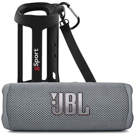 JBL FLIP 6 Waterproof Portable Speaker Bundle with gSport Silicone Sleeve (Gray)