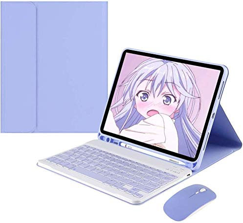 Custodia per tastiera per iPad Air 13 pollici (M3 2025/M2 2024)/Pro 12.9 6a/5a/4a generazione con supporto per mouse, tastiera e mouse magneticamente staccabile, viola