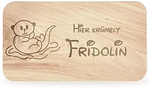Frühstücksbrettchen Kinder - tolles Frühstücksbrettchen Holz mit Otter zum Personalisieren - personalisierte Geschenke Kinder - Schneidebrett mit Gravur - Geschenk zur Taufe/Einschulung