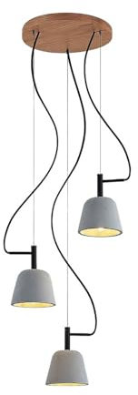 Lucande Beton Pendelleuchte Otavis (Modern) aus, Holz (3 flammig E14) - Design-Hängeleuchte Esstischlampe Hängelampe Hängeleuchte Wohnzimmerleuchte