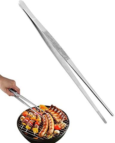 TSLRSA Pinze da Cucina,30cm Acciaio Inossidabile Pinze Cucina Professionali, Pinza Cucina Acciaio, Design Seghettato per Una Presa Salda, Adatte per Chef, Bistecche, Barbecue, Cucinare