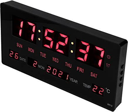 LED Digitale Wanduhr, Großes Display mit Datum & Temperatur