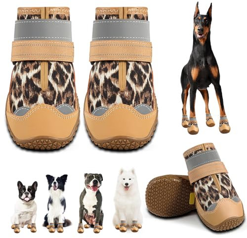 Hundeschuhe für große Hunde, mittelgroße Hundeschuhe & Pfotenschutz für Hartholzböden, Outdoor-Hundeschuhe für heißen Gehweg, Winter, Schnee, Wandern, wasserdichte Hundeschuhe mit reflektierenden