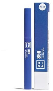 3INA MAKEUP - The Color Pen Eyeliner 850 (mini) - Blau Flüssiger Eyeliner - 10h Langhaltende Matte Eyelinerstift mit Präzision Spitze Hochpigmentiert Flüssig liner - Reisegröße - Vegan - Cruelty Free