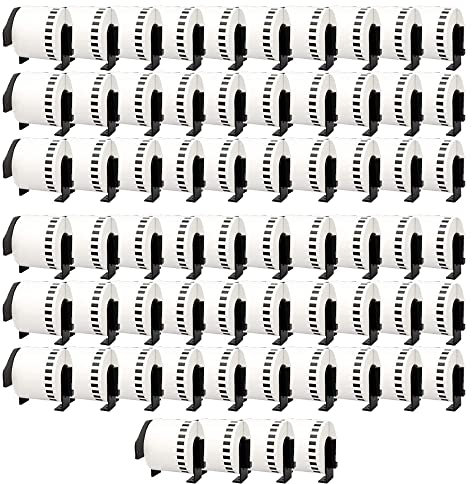 DOREE DK-22205 DK22205 Etikettenrollen (Endlos), 62mm x 30,48m für Brother P-Touch QL-500 QL-500A QL-500BS QL-500BW (64 Packungen)