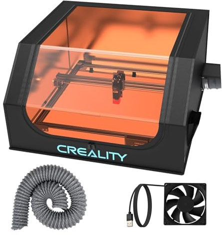 Creality Lasergravierer Gehäuse, Faltbare Laser Gehäuse mit Abluftventilator und Rohr, 700x720x400mm, Feuerfest,Augenschutz, Gegen Rauch,Lärm, für Creality Lasergravurmaschine usw.