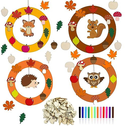 Dbuwqips 102 Stück Bastelset Bastelsets für Kinder Tierfilz für Kinder für Herbstparty-Dekorationen