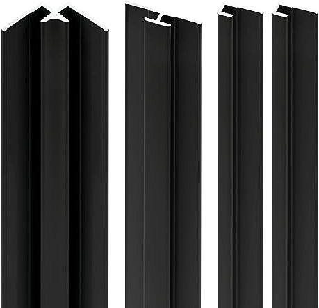 Schulte pack de 4 profilés à 210 cm: 2 profilés de finition + 1 profilé d'angle intérieur + 1 profilé d'extension, noir, pour panneau mural de salle de bains DécoDesign, revêtement décoratif douche