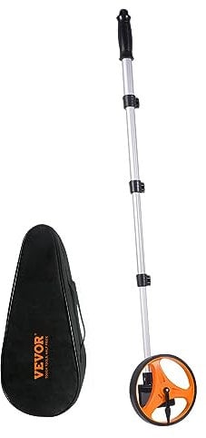 VEVOR Messrad 0-9999,9m Präzisions Messrad ± 0,5% Messroller Rolltacho mit 4-tlg. Teleskopstange 100–42cm Vermessungsrad φ159mm Streckenmessgerät aus ABS + Aluminiumoxid inkl. Tragetasche