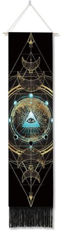 Ricemru Schmale Wandteppich Mondphasen Yoga Meditation Wandbehang Mond Sterne Tarotkarte Indischer Mandala Wandtuch Psychedelic Tapestry Wandkunst Wanddekoration