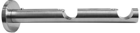 BASIT Wandträger für Ø16mm Gardinenstange 2-läufig Edelstahl Look H22 | Metall Gardinenhalterungen f. Vorhangstange Wandhalterung zweiläufig zur Wandmontage I Gardinenstangenset zum zusammenstellen