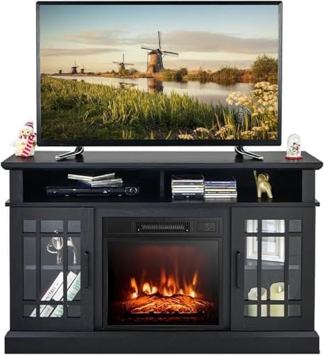 SOBOLON Fireplace TV Stand Electric Fireplace TV Stand For TVs Fireplace Remote Fireplace TV Stand Indoor Fireplace TV Cabinet (Color : White)
